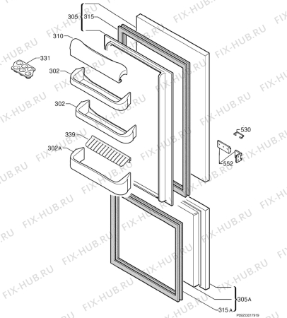 Взрыв-схема холодильника Rex Electrolux FI22/10B - Схема узла Door 003